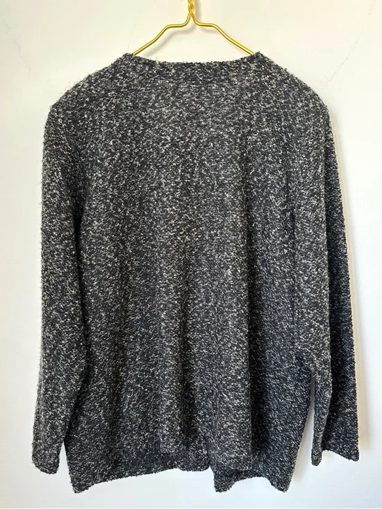 Vintage Eccobay Gray Marled Knit Zip Front Pocket Sweater Jacket Women’s Size XL - Picture 3 of 7